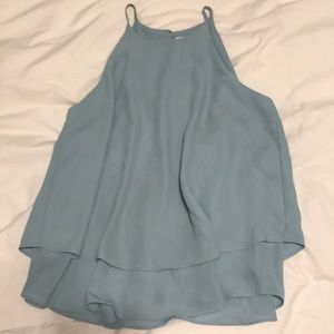 Blue ruffle tank